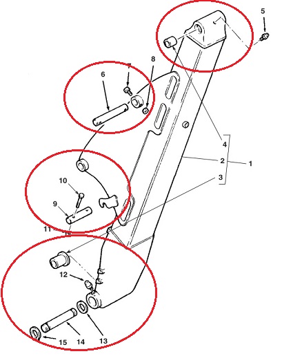 Ремонт шарнирных соединений задняя стрела – рукоять экскаватора-погрузчика TEREX